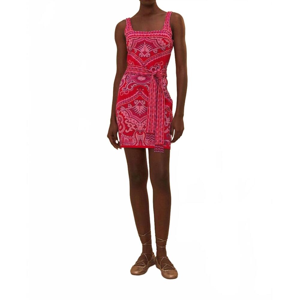 NEW FARM RIO paisley scarf knit mini dress in red/pink - Picture 4 of 5